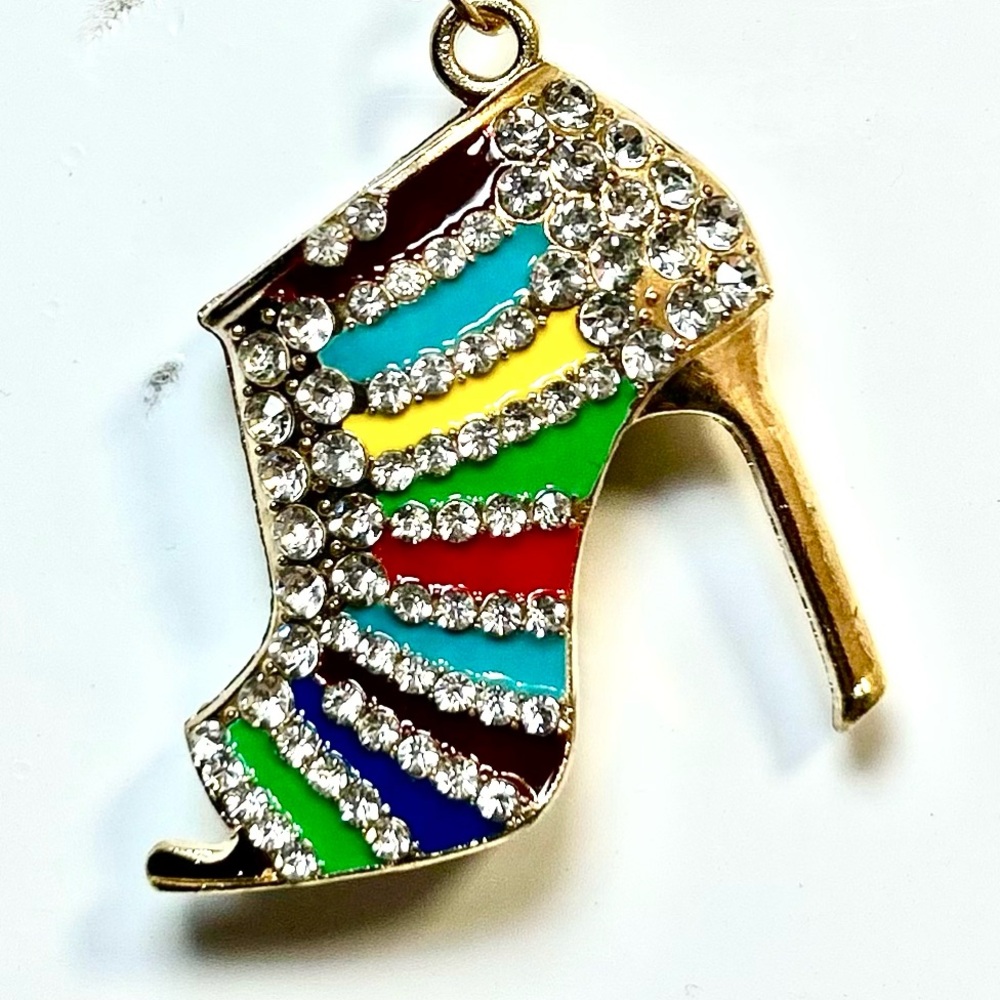 Keychain Rainbow Stiletto Bling High Heel Shoe Keychain